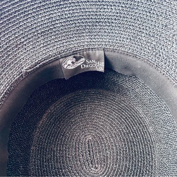 San Diego Hat Company Black/ Dark Grey Women’s Braided Sun Hat, 3-Inch Brim - Picture 6 of 9